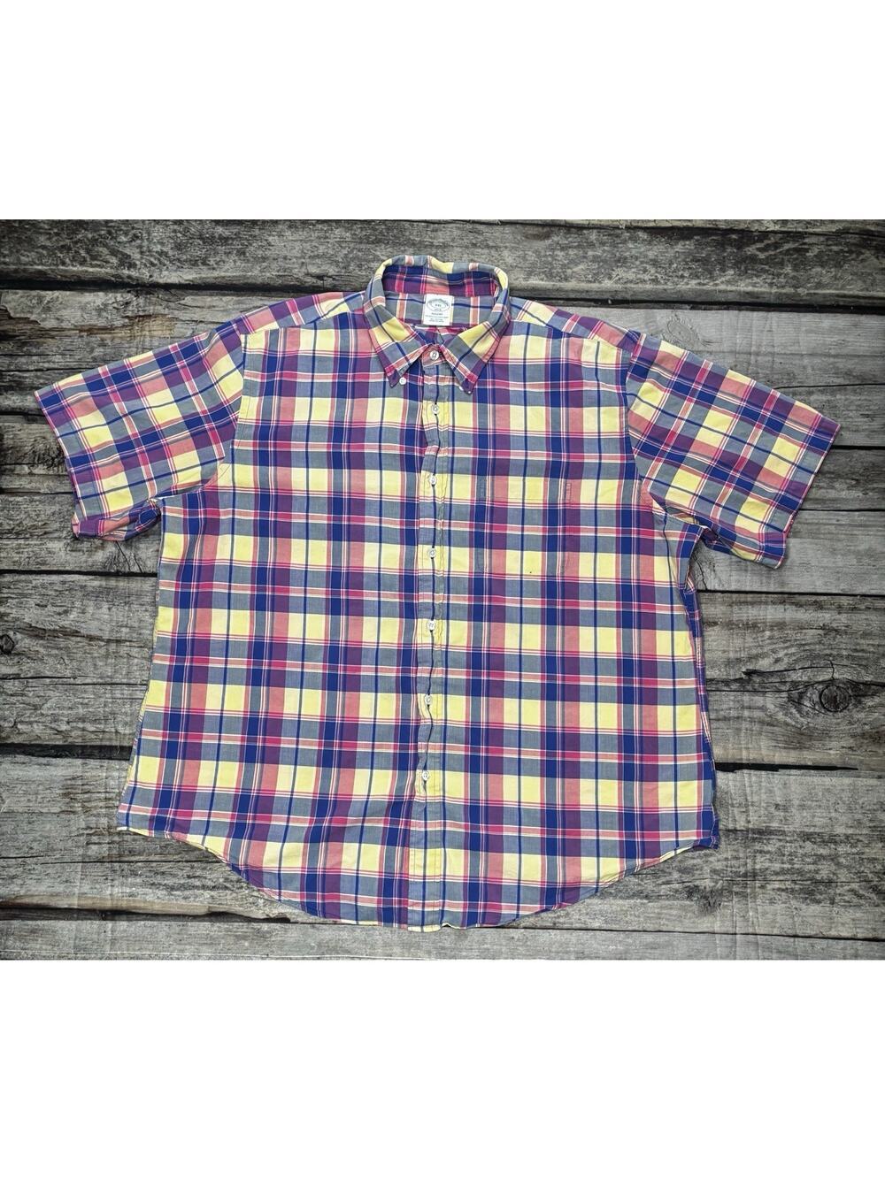 Brooks Brothers Regent 1818 Mens Multi Color Plaid Button Down Shirt XXL 2XL